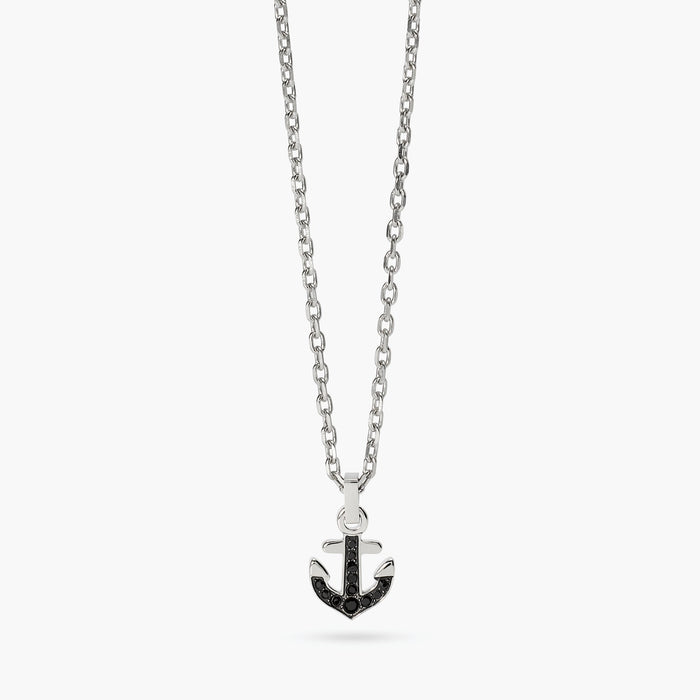 Collana con ciondolo ancora in cristalli neri