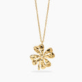 Collana con quadrifoglio dorato e cristallo