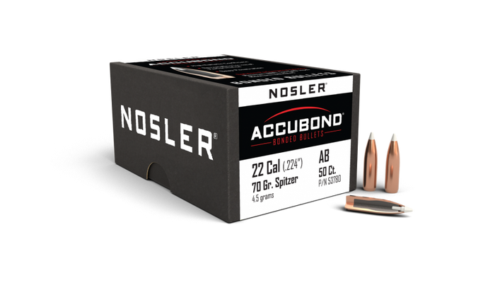 Nosler .224 Diameter 70 Grain Polymer Tip AccuBond 50 Count Bullets