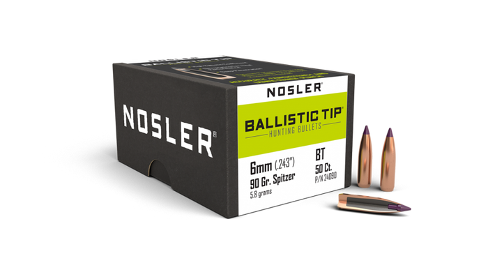 Nosler .243 Diameter 90 Grain Polymer Tip Ballistic Tip 50 Count Bullets