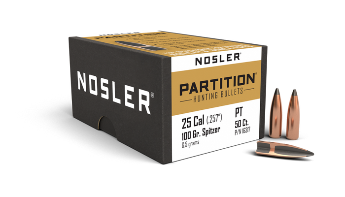 Nosler .257 Diameter 100 Grain Sptizer Partition 50 Count Bullets