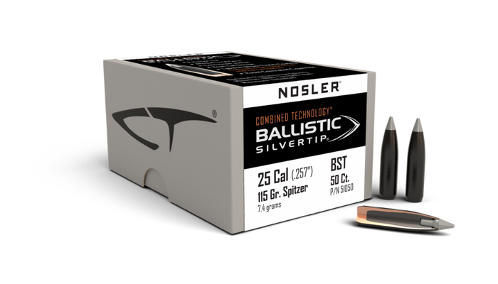 Nosler .257 Diameter 115 Grain Polymer Tip Ballistic Silvertip 50 Count Bullets