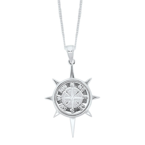 Okoboji Sterling Silver Compass Pendant