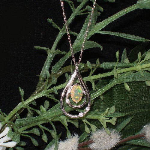Opal Teardrop Pendant Necklace