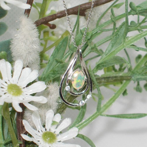 Opal Teardrop Pendant Necklace