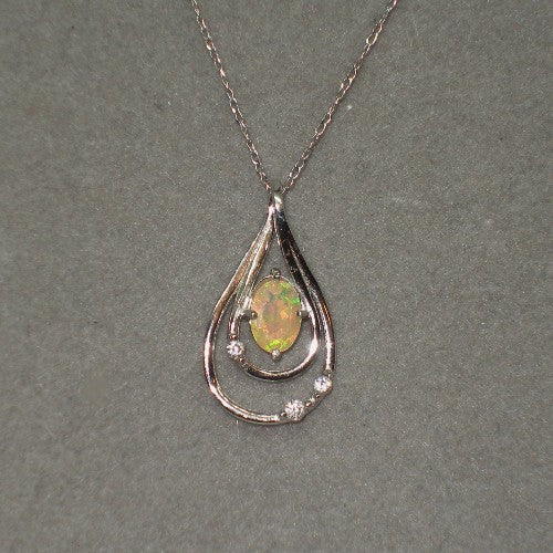 Opal Teardrop Pendant Necklace