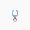 Orecchino a cerchio componibile ONLY FUN azzurro con ciondolo rosa