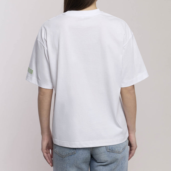 T-shirt oversize con frase "I feel good today"