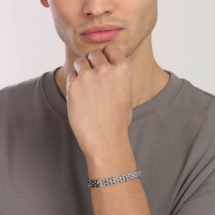 Bracciale in acciaio con maglia panther