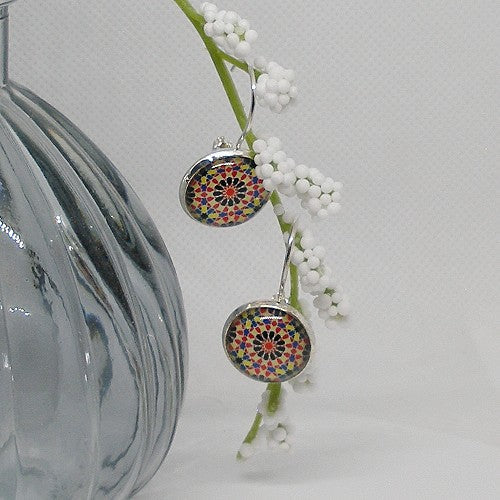 Patterned Glass Drop Earrings