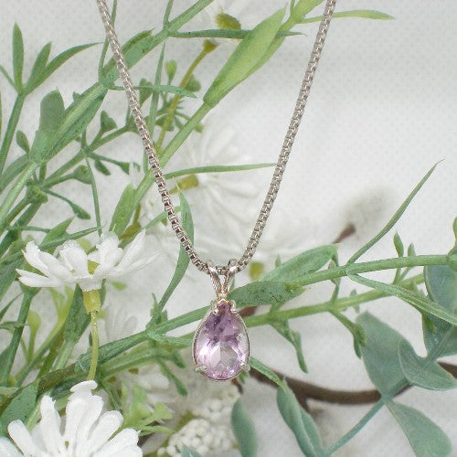 Pear Shape Amethyst Pendant Necklace