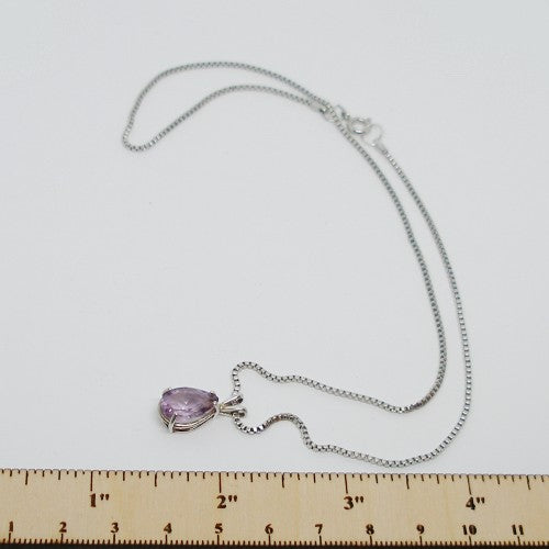 Pear Shape Amethyst Pendant Necklace