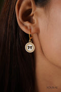Pearl Circle Bow Earrings