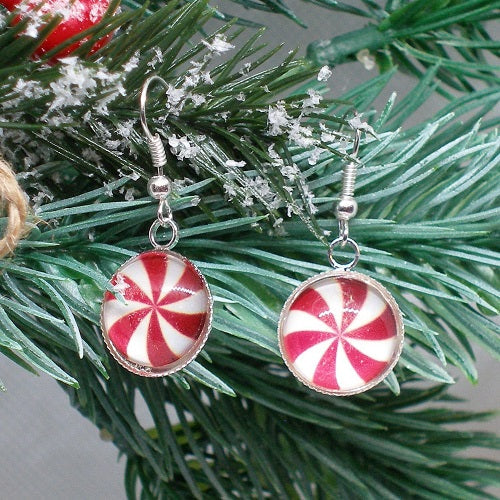 Peppermint Swirl Dangle Earrings
