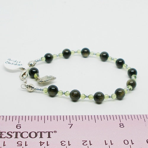 Peridot and Obsidian Bracelet