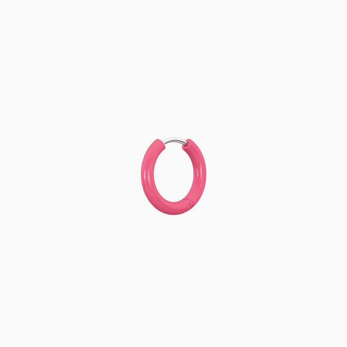 Orecchino componibile a cerchio in acciaio smaltato rosa