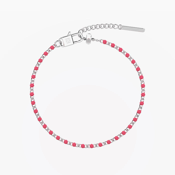 Bracciale componibile rosa in acciaio argentato