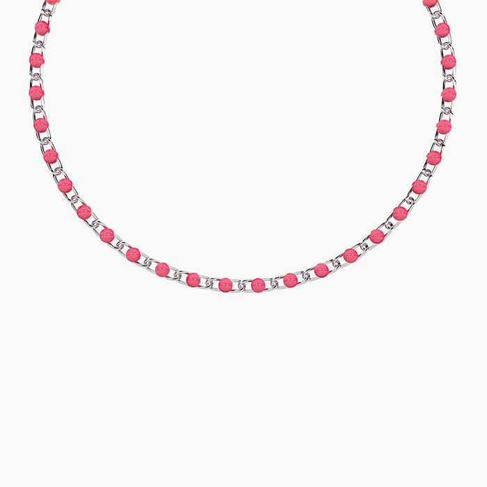 Bracciale componibile rosa in acciaio argentato