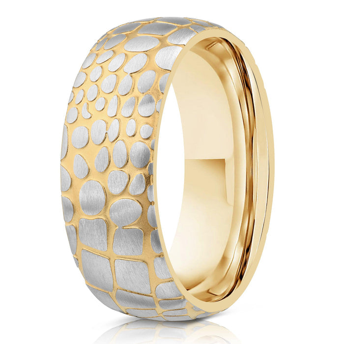 "Poseidon" Yellow Gold Superconductor Ring- Steel with 18k Plate- 6mm/8mm