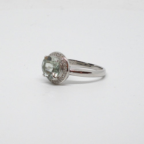 Prasiolite Halo Ring