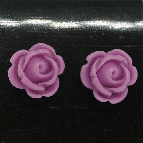 Purple Rose Stud Earrings