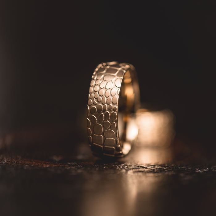 "Quantum Forge" Yellow Gold Superconductor Ring- Steel with 18k Plate - 8mm