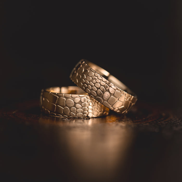 "Quantum Forge" Yellow Gold Superconductor Ring- Steel with 18k Plate - 8mm