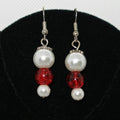 Red and White Dangle Earrings