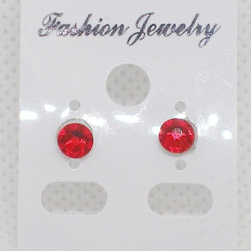 Red Crystal Stud Earrings - Metal Free