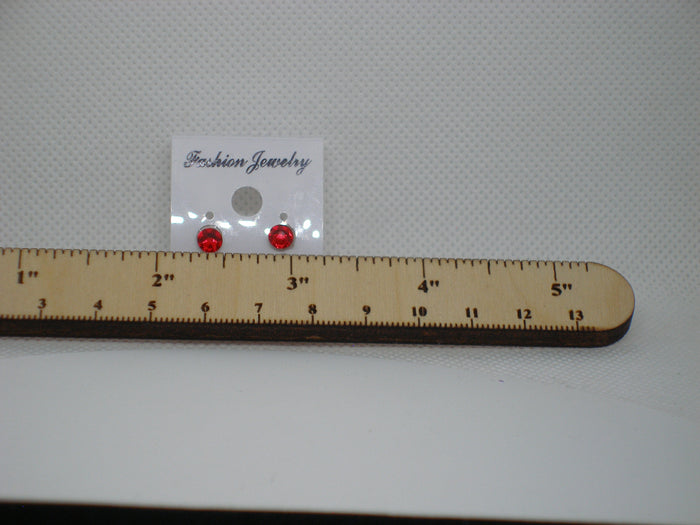 Red Crystal Stud Earrings - Metal Free