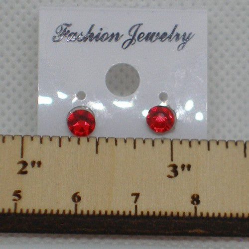 Red Crystal Stud Earrings - Metal Free