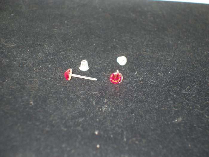 Red Crystal Stud Earrings - Metal Free
