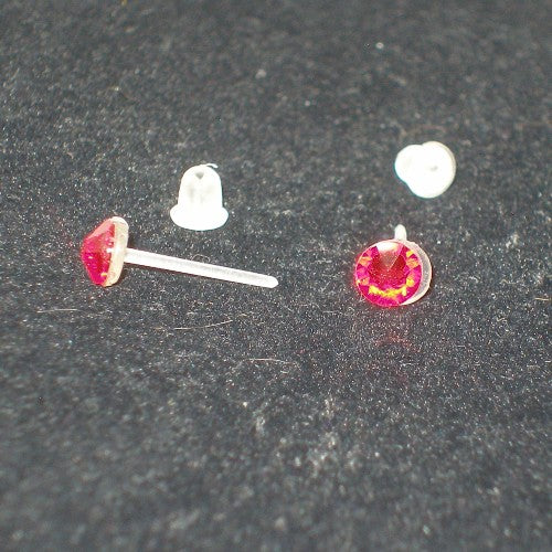 Red Crystal Stud Earrings - Metal Free