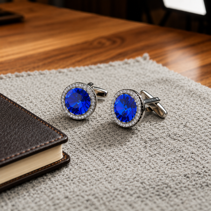 A refined finishing touch crafted for timeless elegance, these cufflinks blend classic sophistication with modern masculine charm. With their polished detailing and statement centerpiece design, they bring a luxurious edge to formalwear while keeping the look clean, sharp, and effortlessly premium.