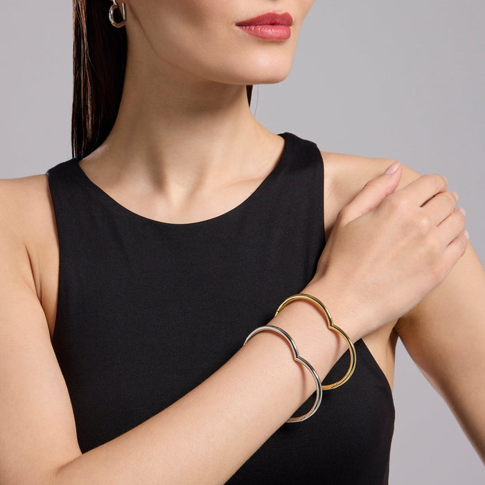Bracciale rigido a cuore in acciaio