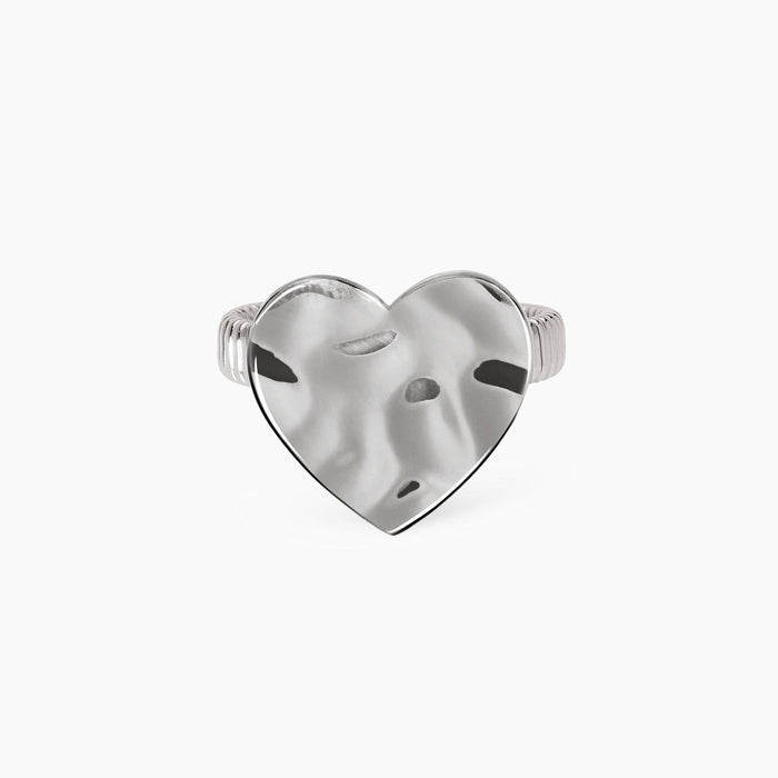 Anello tubogas con cuore effetto martellato