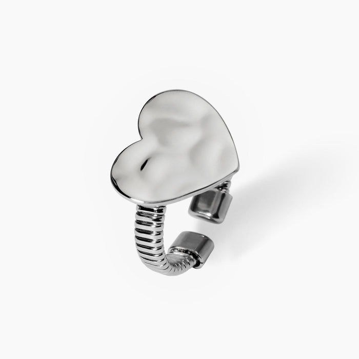 Anello tubogas con cuore effetto martellato