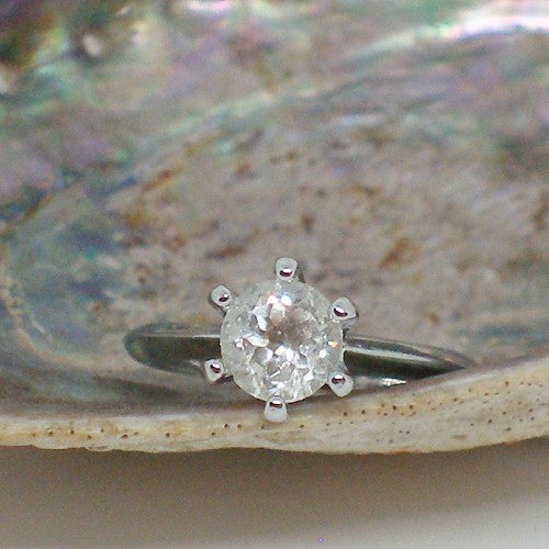 Rock Crystal Quartz Solitaire Ring