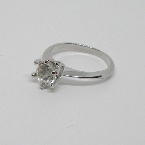 Rock Crystal Quartz Solitaire Ring