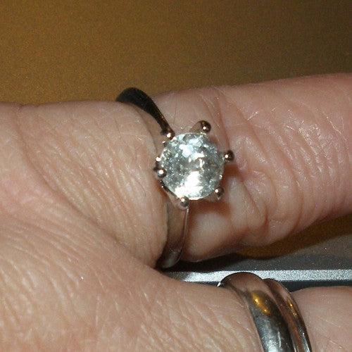 Rock Crystal Quartz Solitaire Ring