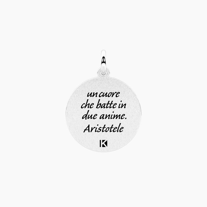 Ciondolo tondo con frase Amicizia