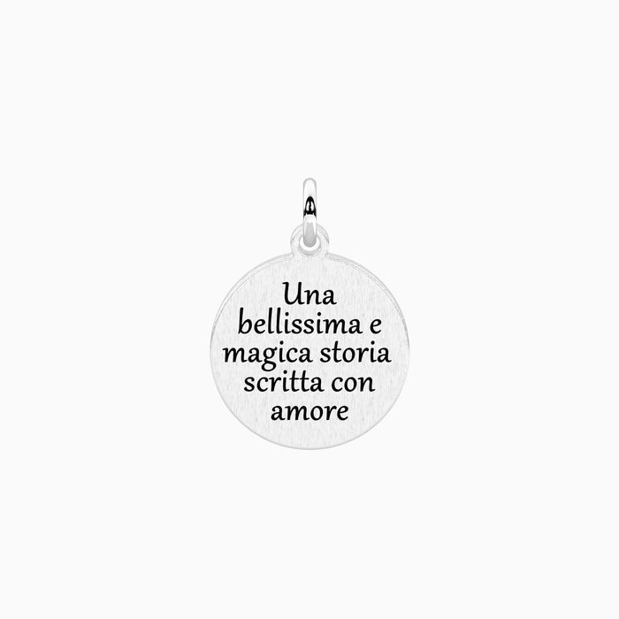Ciondolo tondo con frase sulla famiglia
