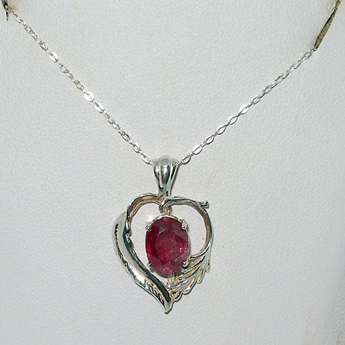 Ruby Heart Pendant Necklace