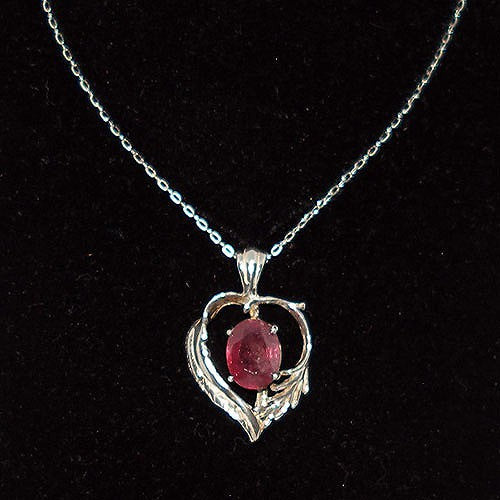Ruby Heart Pendant Necklace