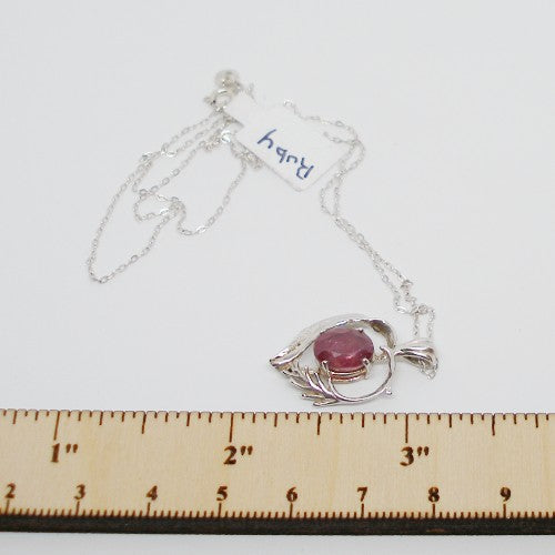 Ruby Heart Pendant Necklace