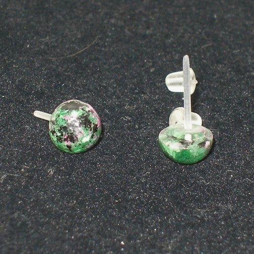 Ruby in Zoisite Stud Earrings - Metal Free