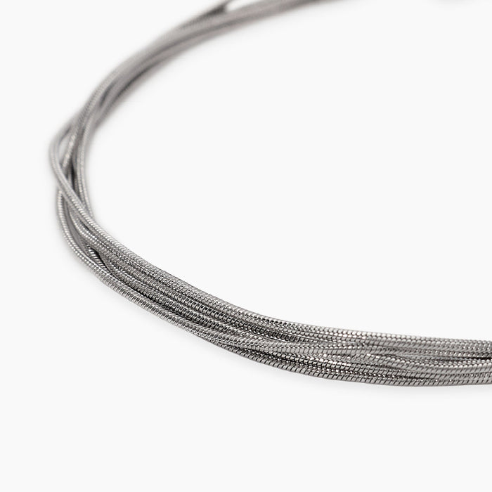 Bracciale multifilo argentato con catene snake