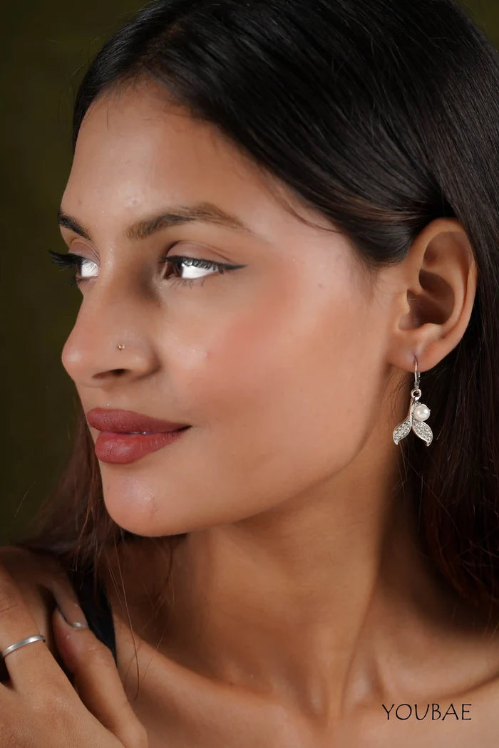 Silver Studded Pearl Earrings