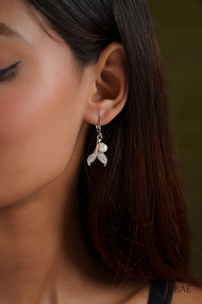Silver Studded Pearl Earrings