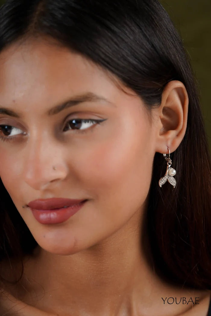 Silver Studded Pearl Earrings